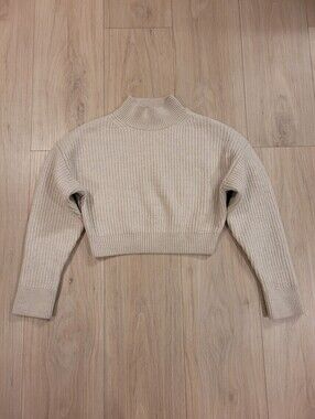 BABATON | Aritzia Merino Wool Knit Mockneck Sweater LS Crop Top  | Sz. S